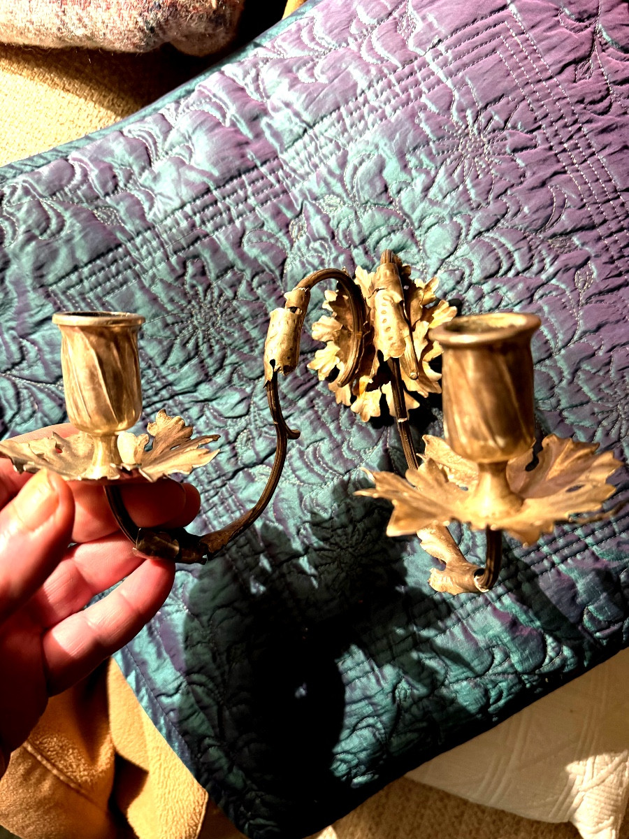  Belles Appliques a motif de feuillages ,simple et double en argent repoussé , XIXème Anglaises-photo-3