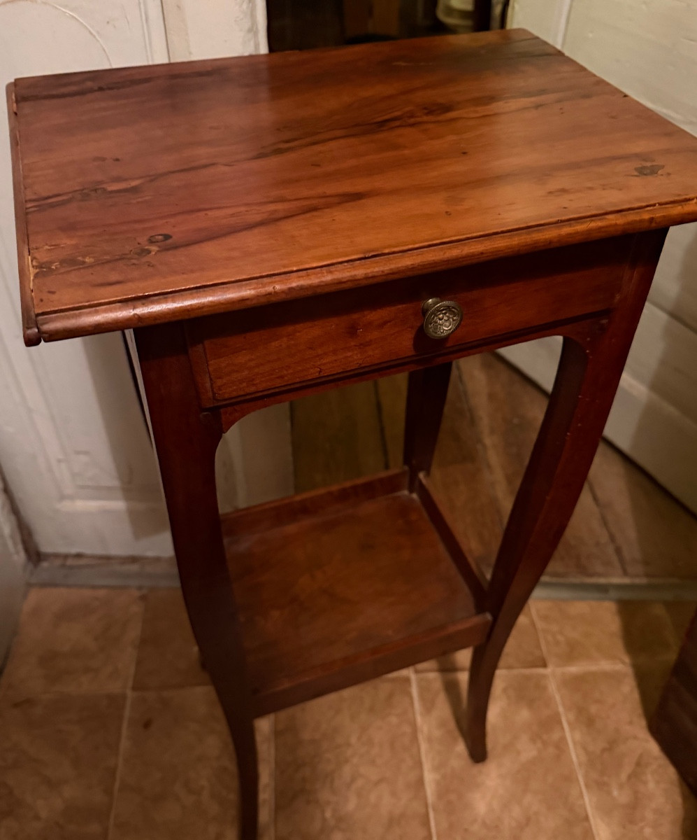 Charmante petite table volante en merisier du XVIIIème de style Louis XV , 2 Plateaux 1 tiroir -photo-2