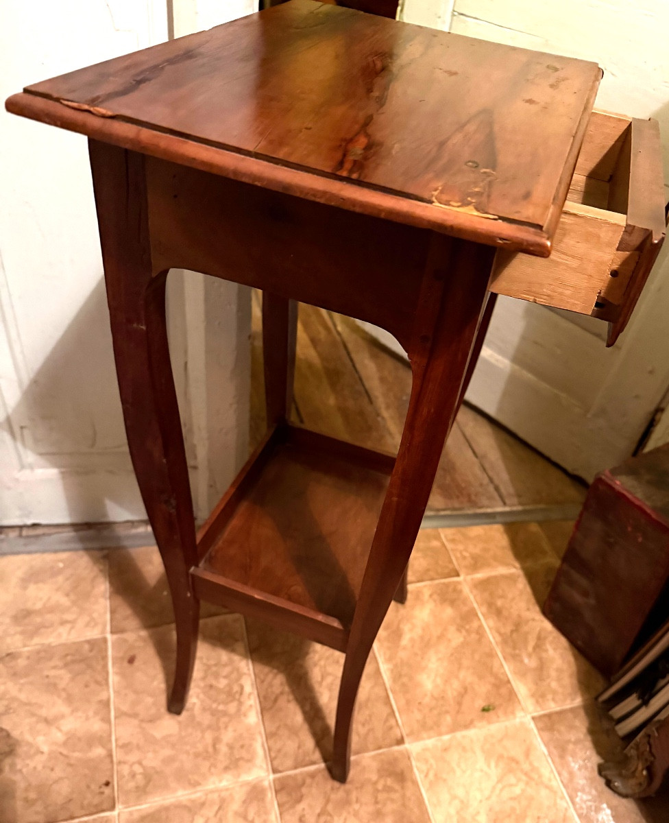 Charmante petite table volante en merisier du XVIIIème de style Louis XV , 2 Plateaux 1 tiroir -photo-2