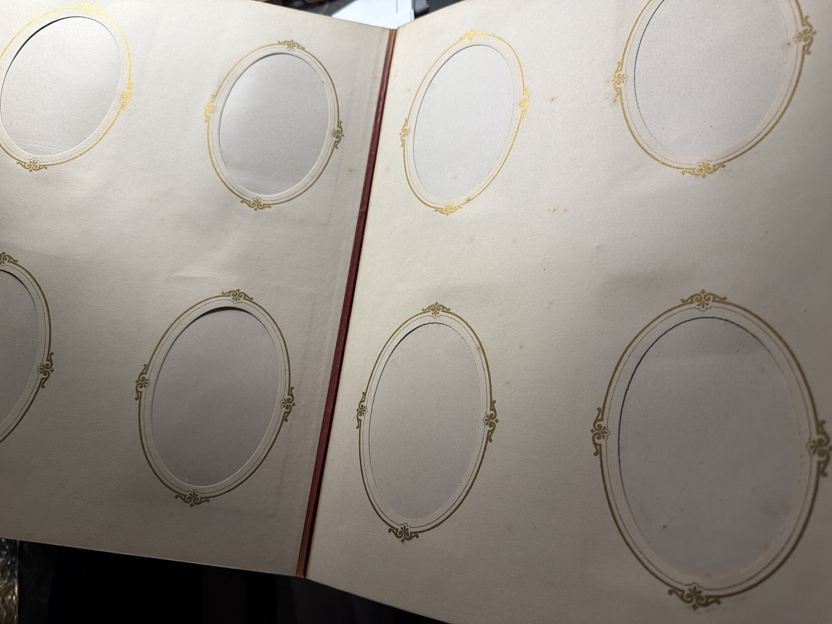 Très riche Album Photo en marqueterie de losanges de nacre & un généreux médaillon Napoléon III-photo-7