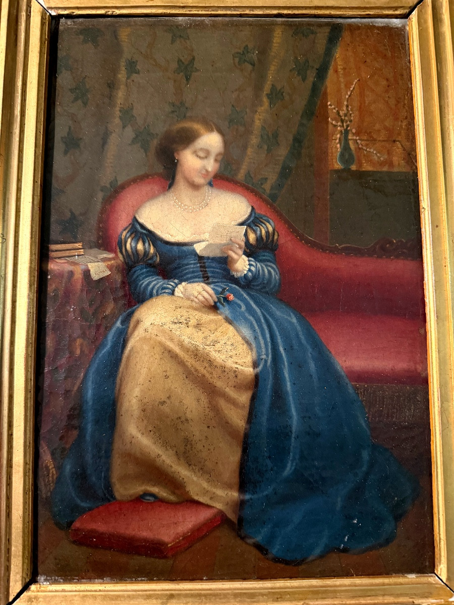 Charming Court Lady Reading A Letter In Her -photo-3