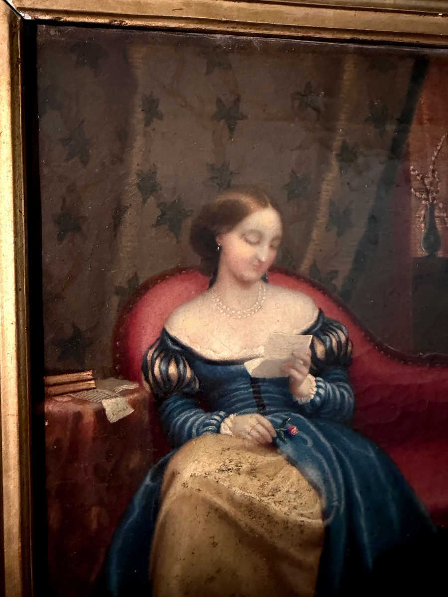 Charming Court Lady Reading A Letter In Her -photo-4