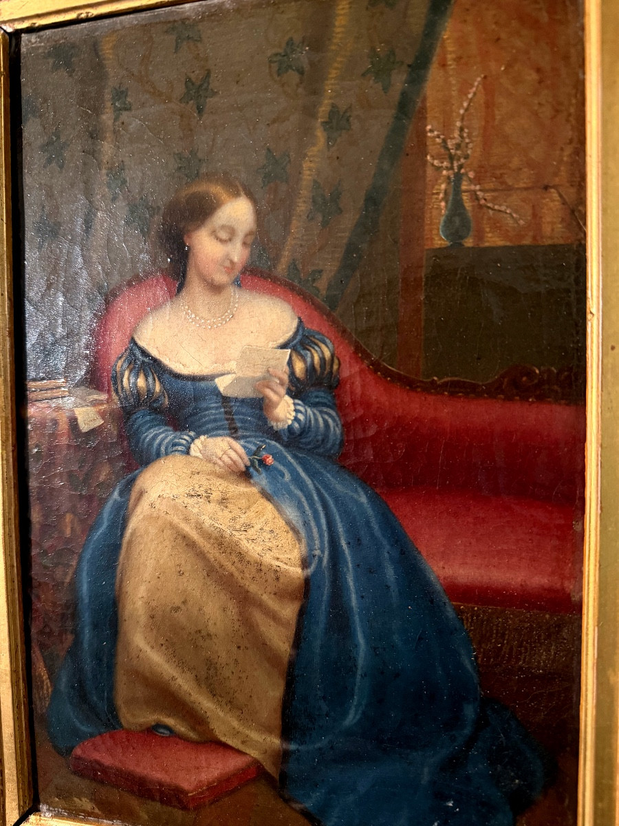 Charming Court Lady Reading A Letter In Her -photo-2