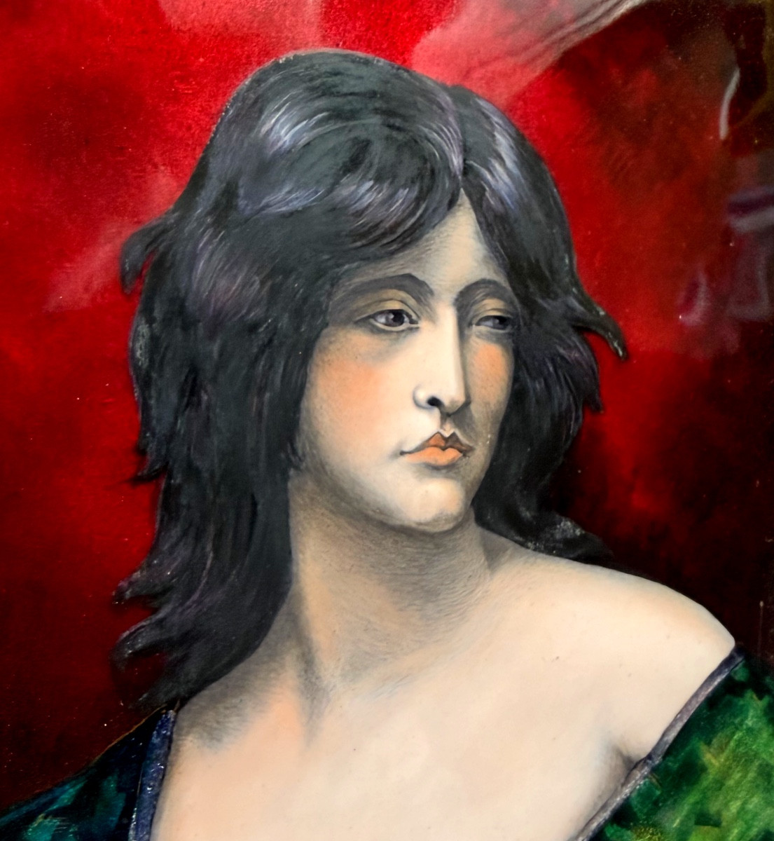 Beau Portrait de Théodora émail de Limoges des Années "60"de Juana Romani (1867-1923) par Pujol-photo-2