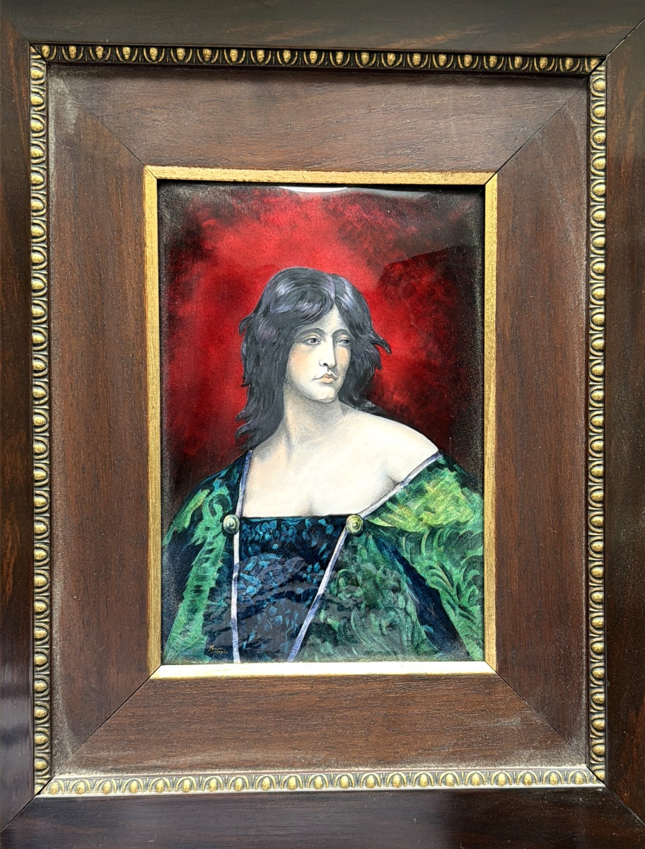 Beau Portrait de Théodora émail de Limoges des Années "60"de Juana Romani (1867-1923) par Pujol-photo-5