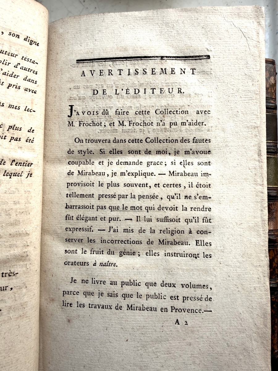 5 Vol. In 8. 1791 :"Collection Complète des Travaux Mr Mirabeau l'Ainé" à l'Assemblée Nationale-photo-3