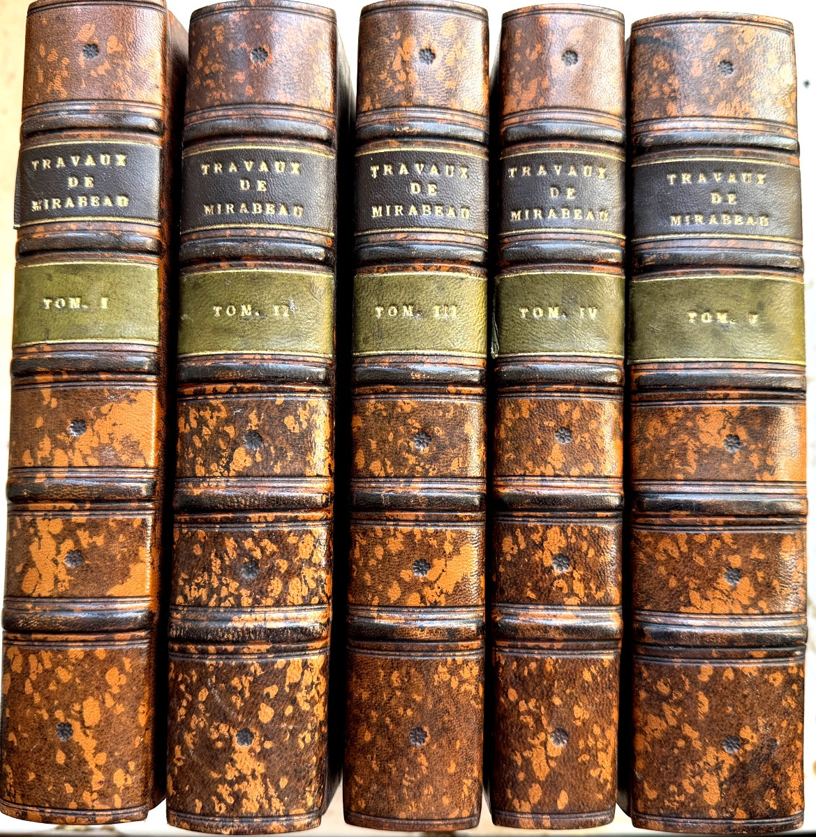 5 Vol. In 8. 1791 :"Collection Complète des Travaux Mr Mirabeau l'Ainé" à l'Assemblée Nationale
