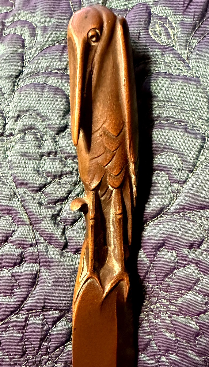 Art du dessus de bureau Art- Déco des Années "30" , Coupe papier "Pélican" en bronze de Martini-photo-2