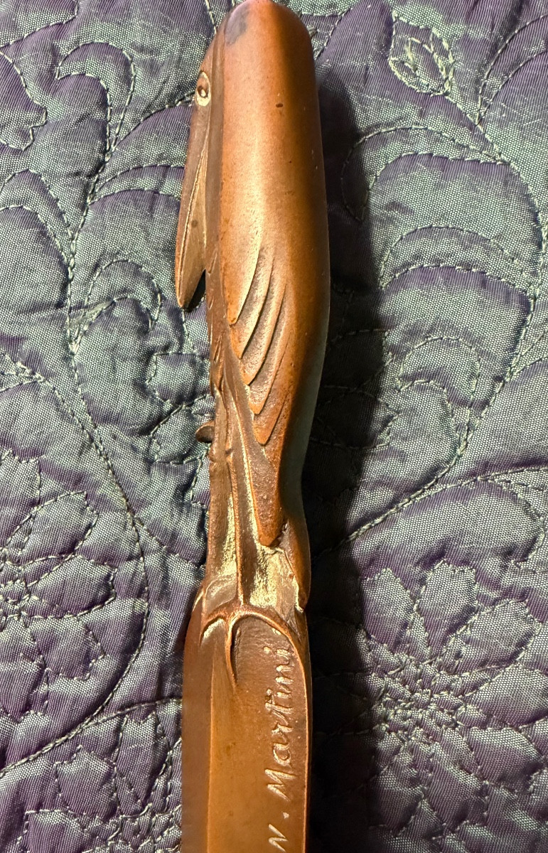 Art du dessus de bureau Art- Déco des Années "30" , Coupe papier "Pélican" en bronze de Martini-photo-3