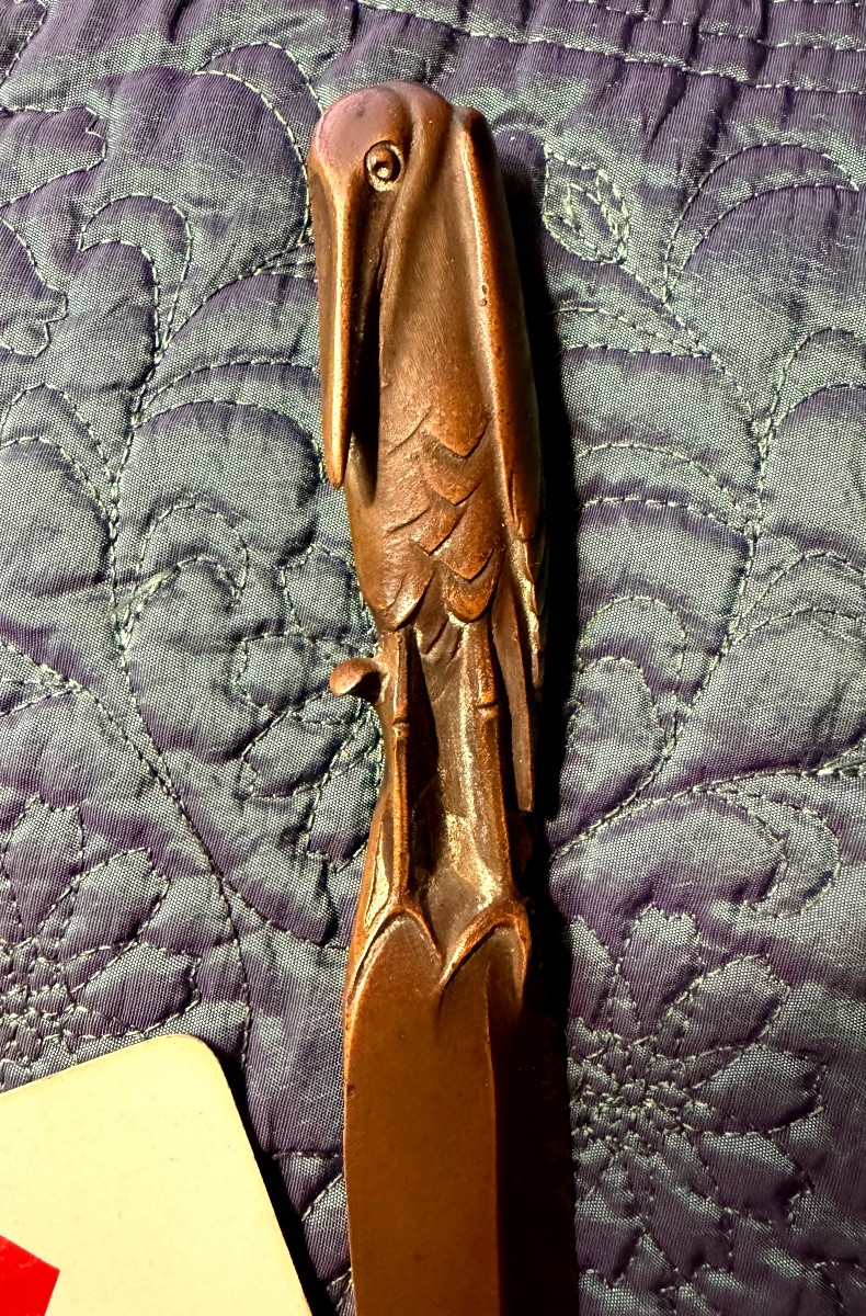 Art du dessus de bureau Art- Déco des Années "30" , Coupe papier "Pélican" en bronze de Martini-photo-5