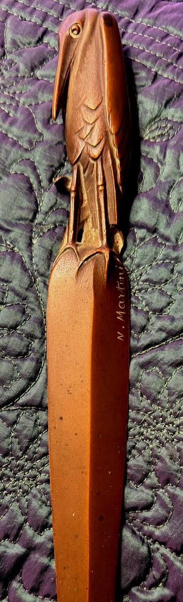 Art du dessus de bureau Art- Déco des Années "30" , Coupe papier "Pélican" en bronze de Martini-photo-6