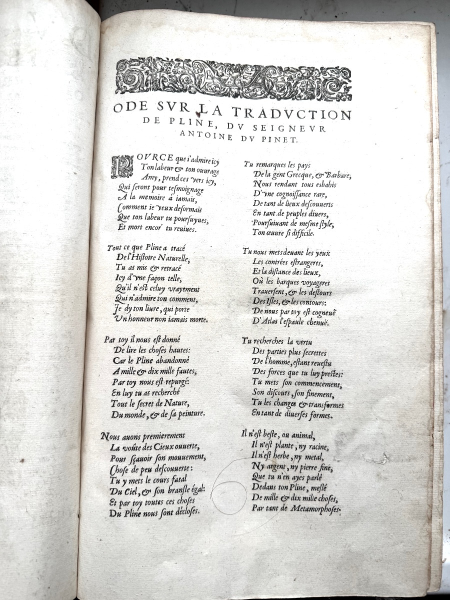 "Histoire du Monde de C. Pline Second" , Vol In Folio en veau blond glacé rare édition de 1615.-photo-2