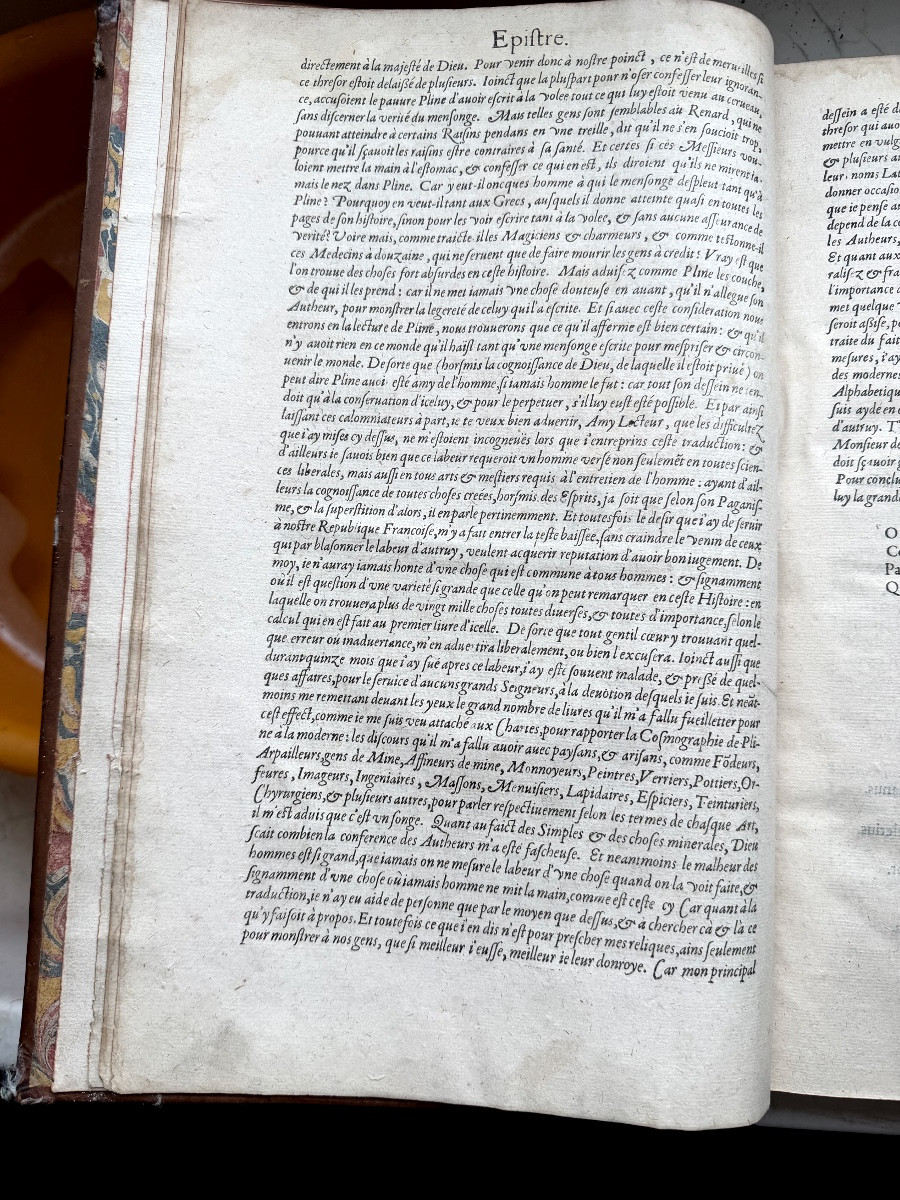 "Histoire du Monde de C. Pline Second" , Vol In Folio en veau blond glacé rare édition de 1615.-photo-5