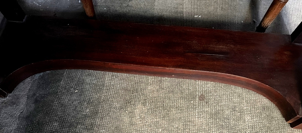 Sobre Console ,acajou Directoire , plateau marbre porphyre gris 2 tiroirs entretoise en plateau-photo-4