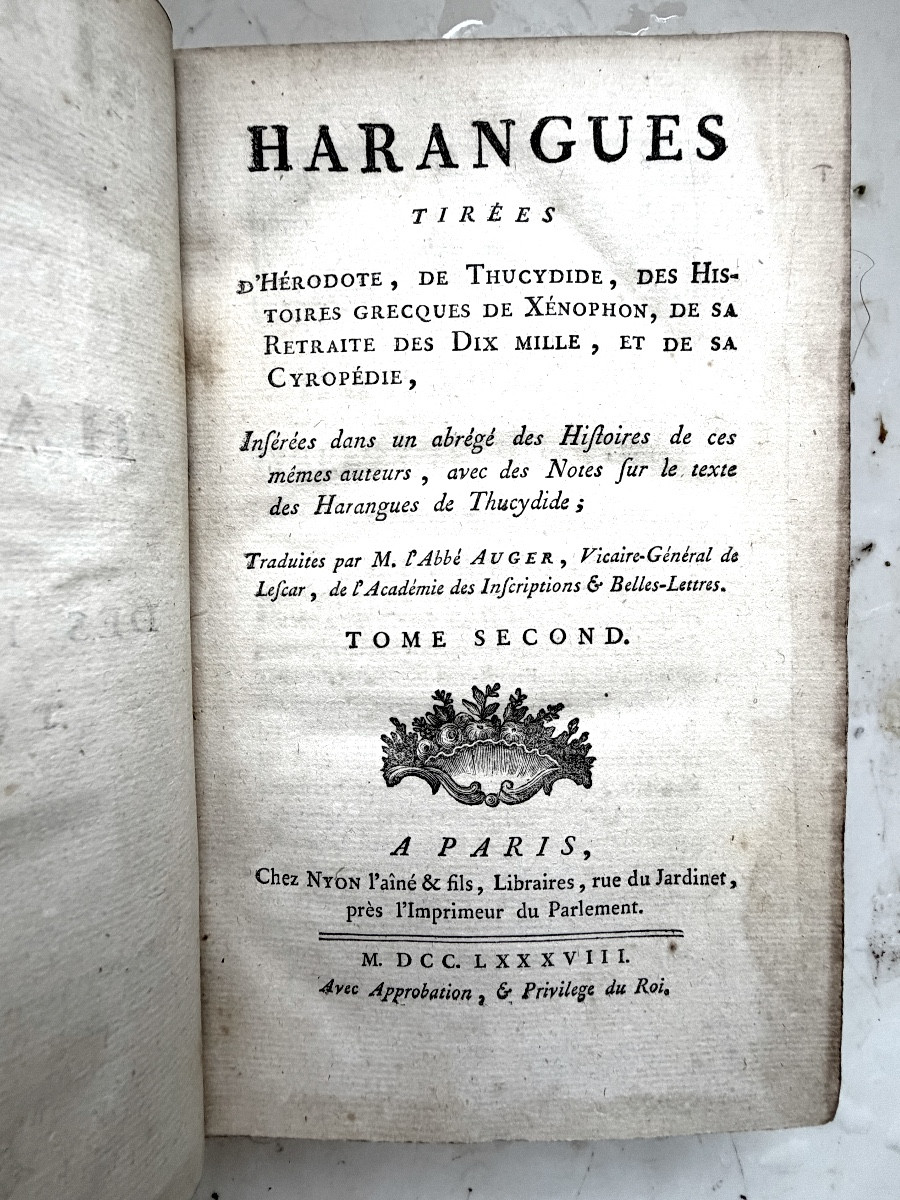 Harangues From Herodotus, Thucydides, Xenophon's Greek Histories&c... Abbé. Auger-photo-3