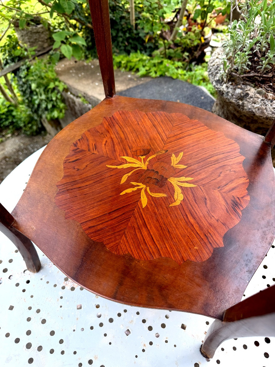 Louis XV Style Table With Two Tops And One Drawer, Fully Inlaid On All Sides.-photo-4