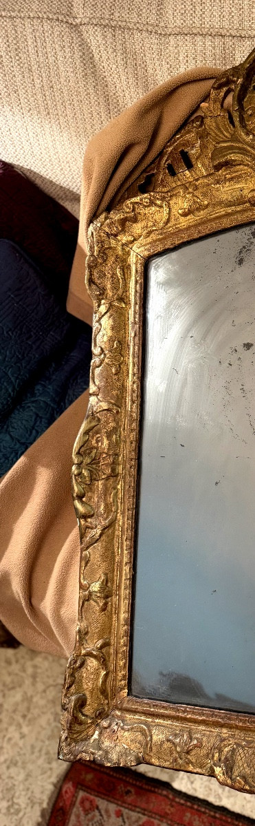 Regency Giltwood Carved Glass: Arched Pediment With Openwork And Flowers, Bérain & Tain Style Surround-photo-8