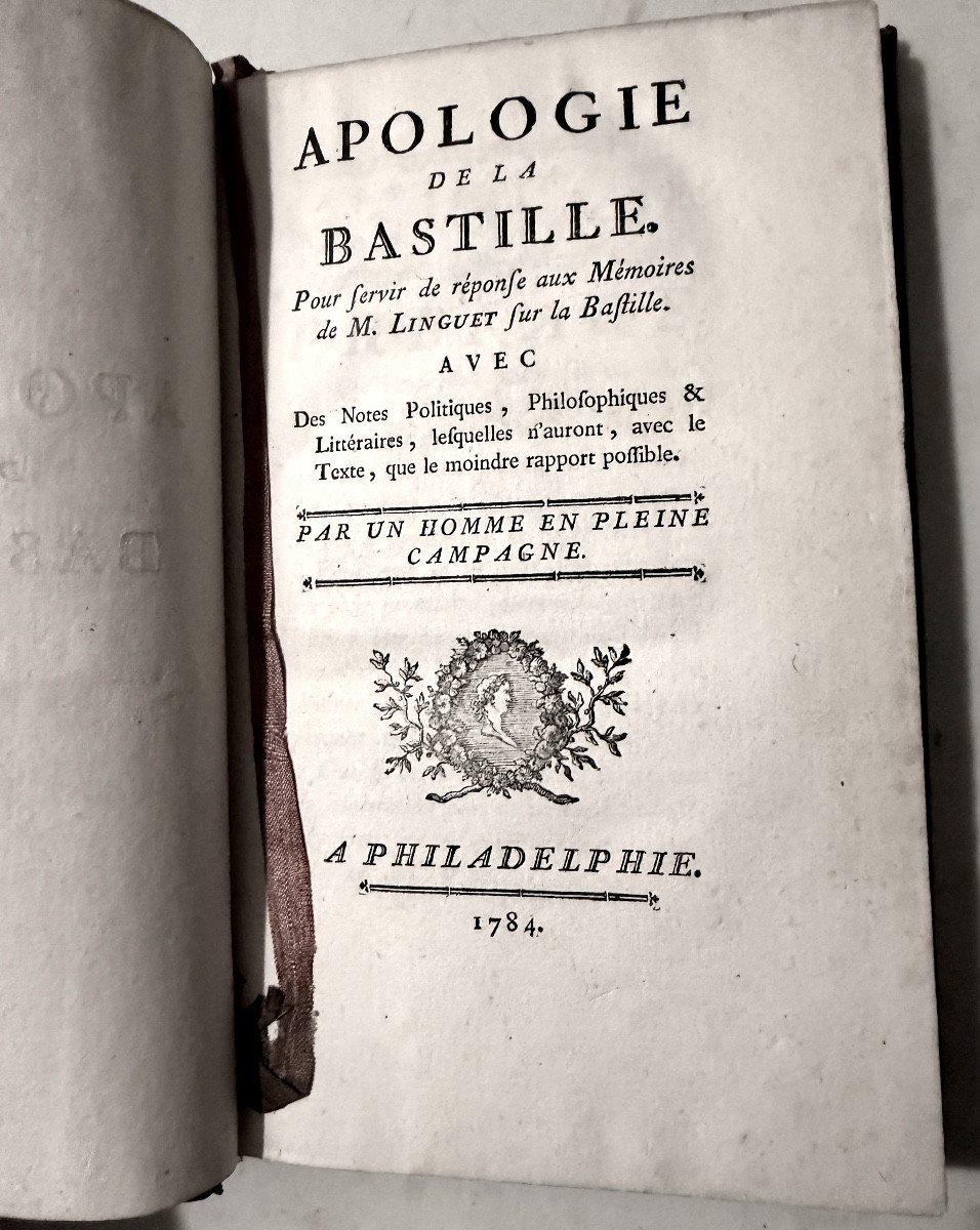 Apologie De La Batille Par Servan ; Pour Servir De Réponse Aux Mémoires De M. Linguet .1784 .in-photo-3