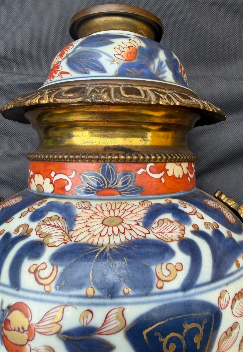 Ginger Pot Mounted In Gilt Bronze Napoleon III, Forming A Lamp Base, Richly Decorated.-photo-3