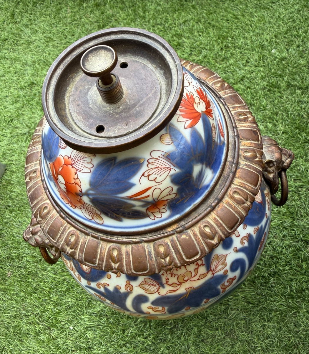 Ginger Pot Mounted In Gilt Bronze Napoleon III, Forming A Lamp Base, Richly Decorated.-photo-1