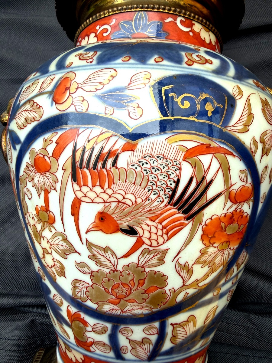 Ginger Pot Mounted In Gilt Bronze Napoleon III, Forming A Lamp Base, Richly Decorated.-photo-3
