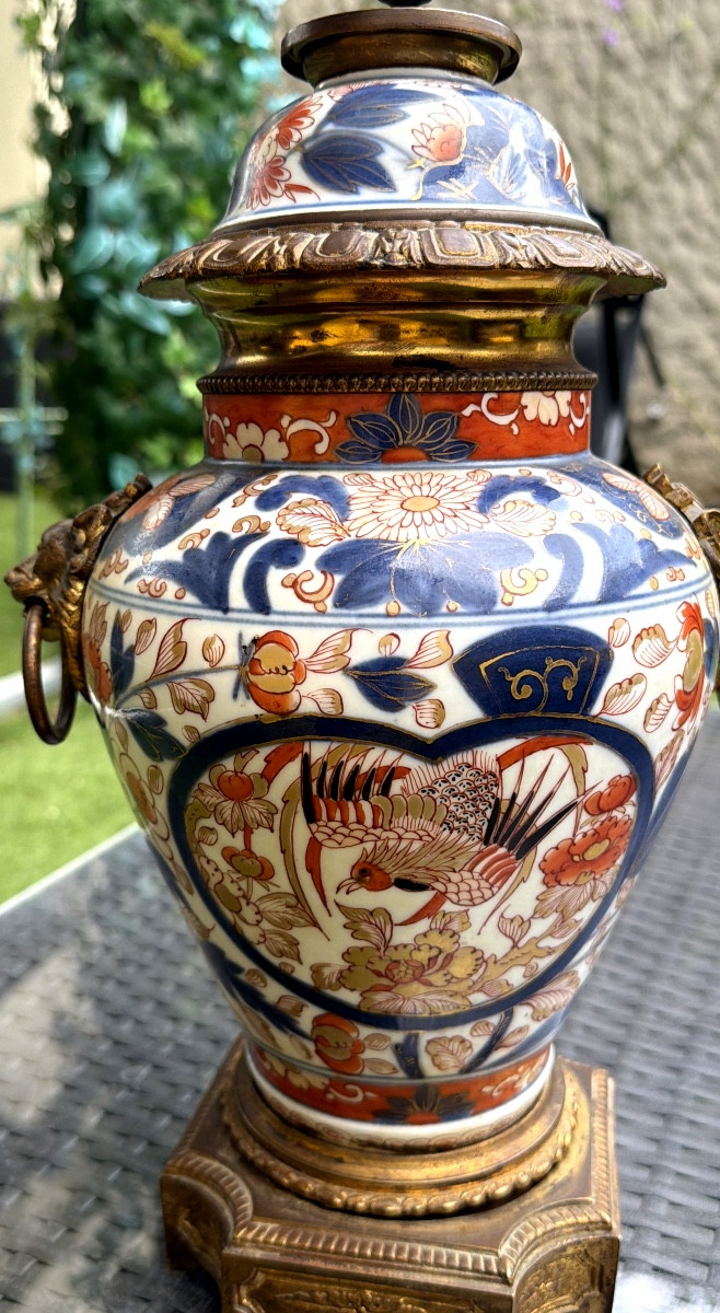 Ginger Pot Mounted In Gilt Bronze Napoleon III, Forming A Lamp Base, Richly Decorated.-photo-5
