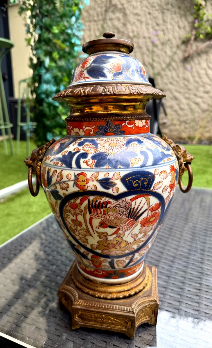 Ginger Pot Mounted In Gilt Bronze Napoleon III, Forming A Lamp Base, Richly Decorated.-photo-6