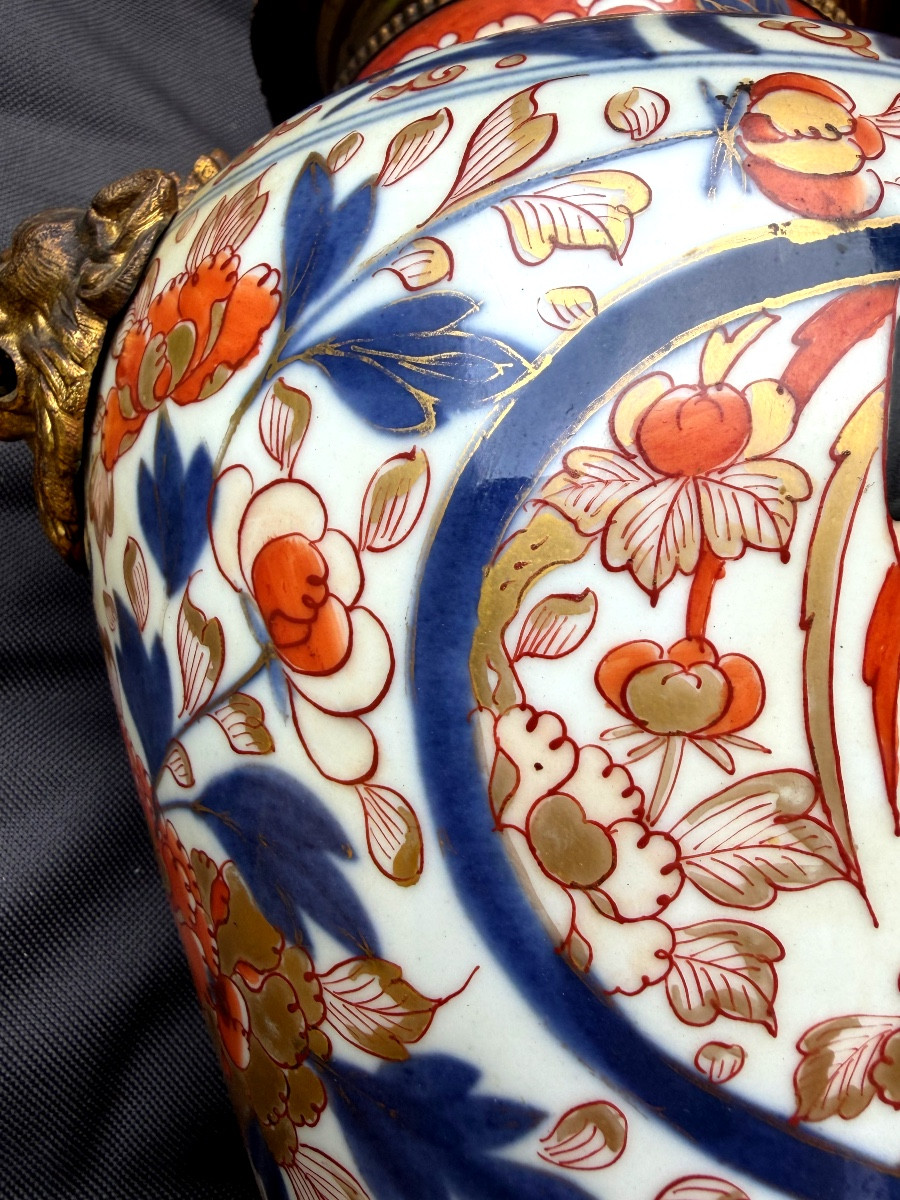 Ginger Pot Mounted In Gilt Bronze Napoleon III, Forming A Lamp Base, Richly Decorated.-photo-7