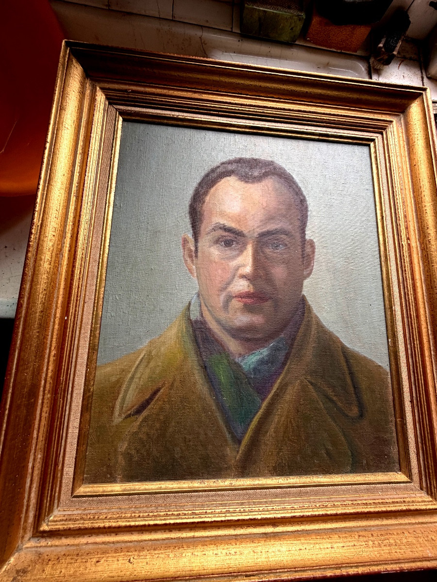 Framed Early 20th-century Oil-on-panel Portrait Of Antoine De Saint-exupéry In The -photo-3