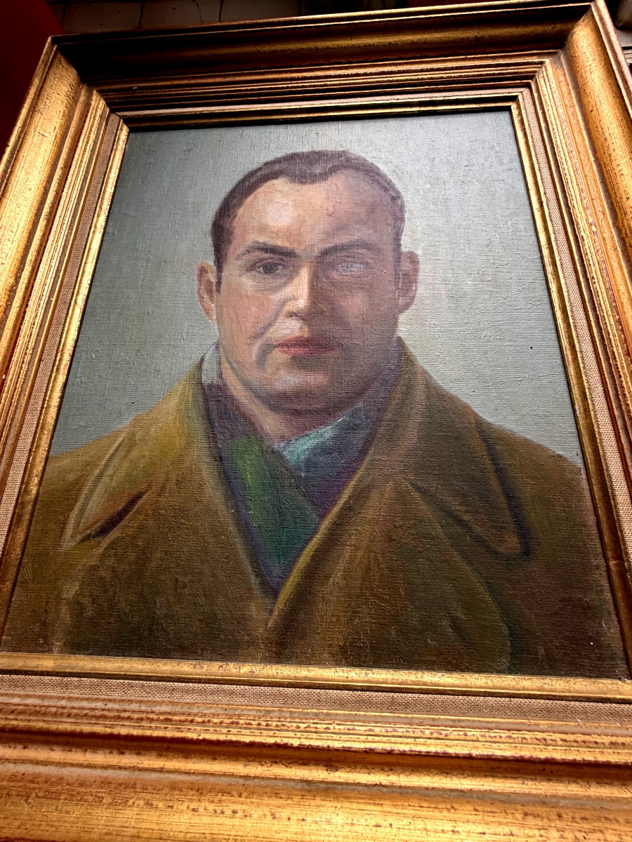 Framed Early 20th-century Oil-on-panel Portrait Of Antoine De Saint-exupéry In The -photo-5
