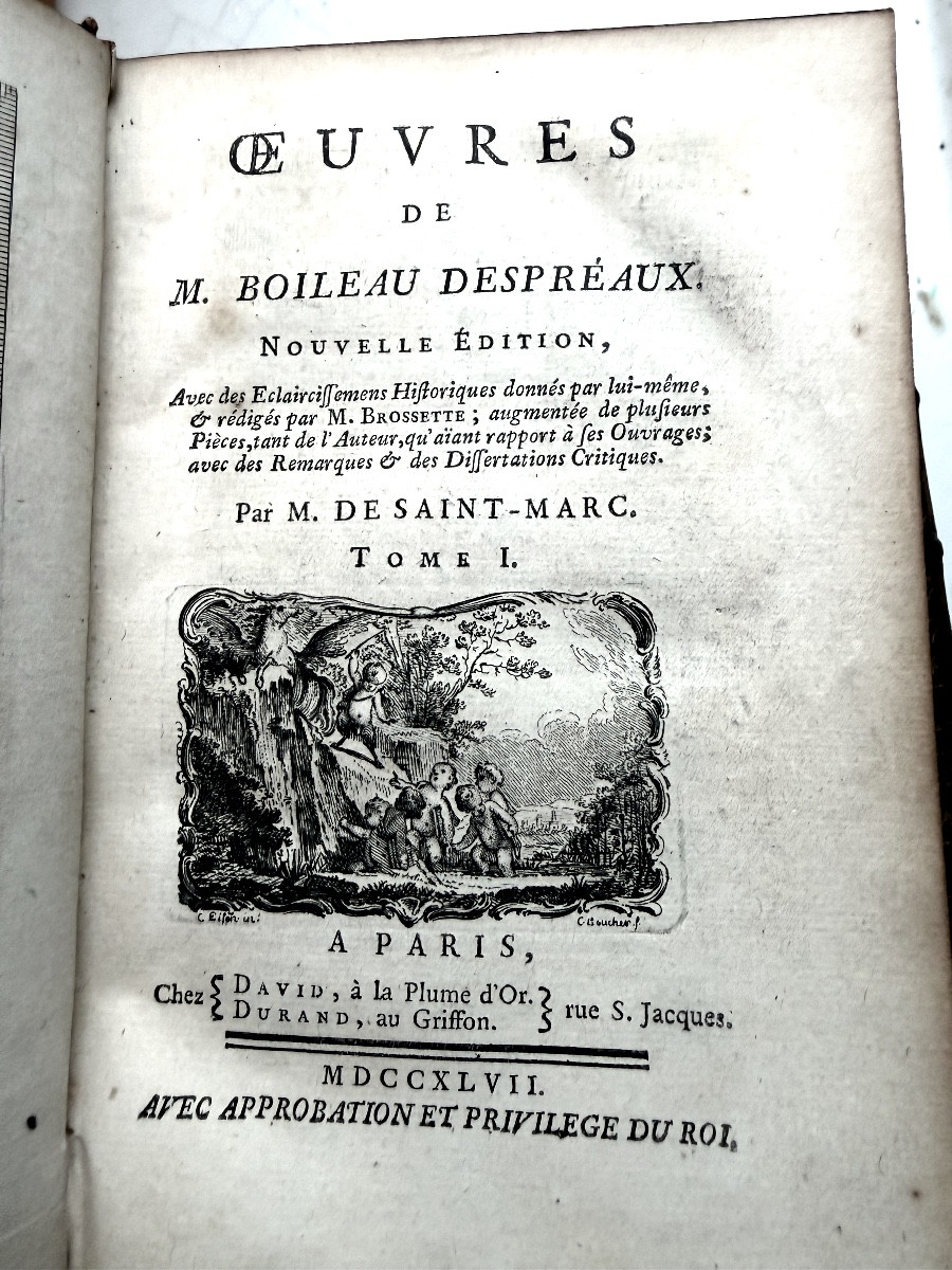 Oeuvres De M. Boileau Despréaux , Avec Des Eclaircissements De M. De Saint-marc . 5 Vol . In 8.-photo-4