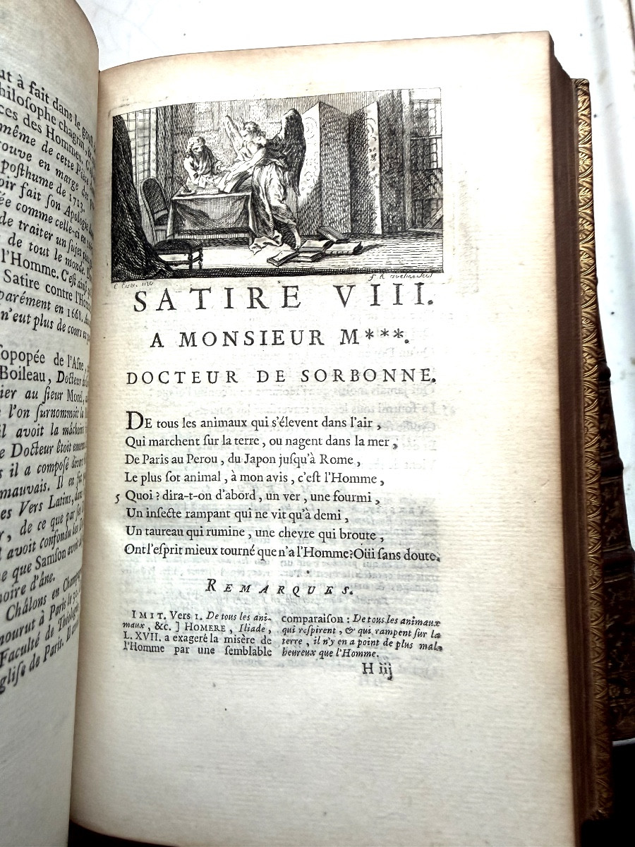 Oeuvres De M. Boileau Despréaux , Avec Des Eclaircissements De M. De Saint-marc . 5 Vol . In 8.-photo-3