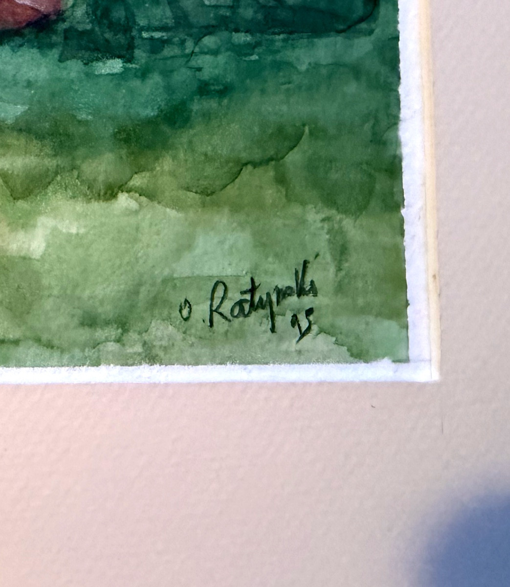 Originale belle Aquarelle  encadrée de O Ratyrolle des années "9O" : le vieux taco  abandonné -photo-4