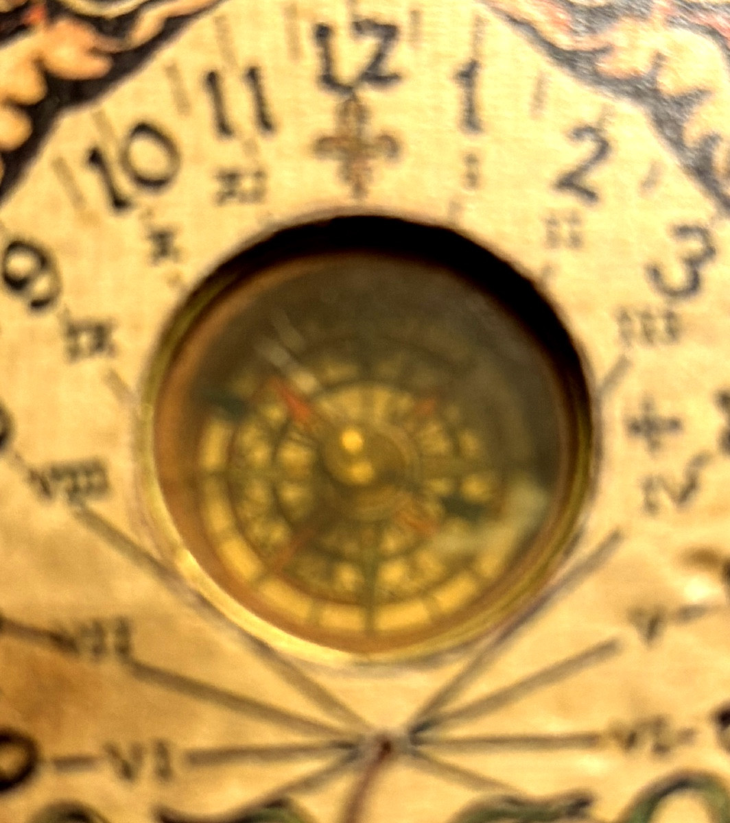 Compass Case With Sundial And Verticality Weight Decorated With Colorful Paper Motifs-photo-8