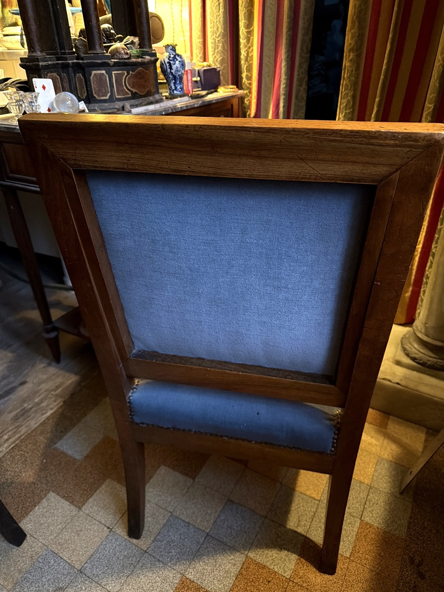 Elégant fauteuil style Directoire en merisier accotoirs droits en merisier et filets d'amarante-photo-1