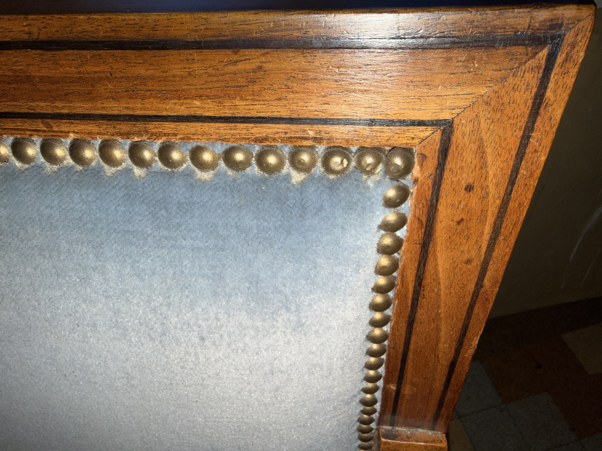 Elégant fauteuil style Directoire en merisier accotoirs droits en merisier et filets d'amarante-photo-4