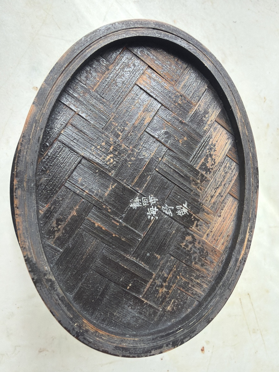 Asian Cricket Cage Lacquered Wood Covered With Fine Canework, Bars And Woven Bottom 19th Century-photo-3
