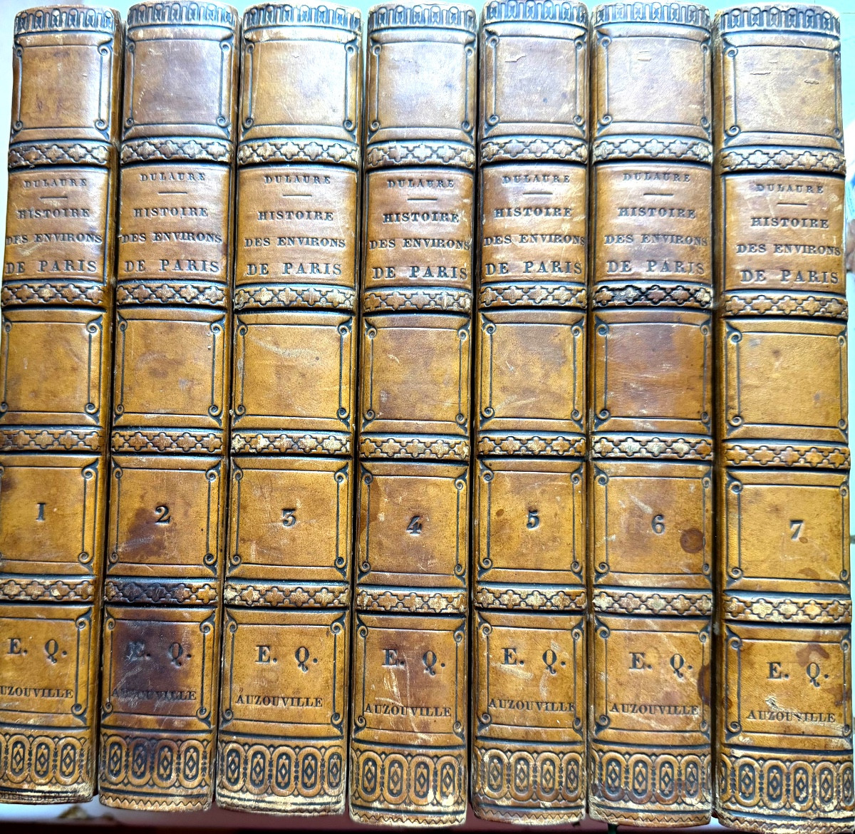  Reliure de Simier : 7 Vol in 8 de 1823" Histoire des Environs de Paris "de Dulaure . IIlustré