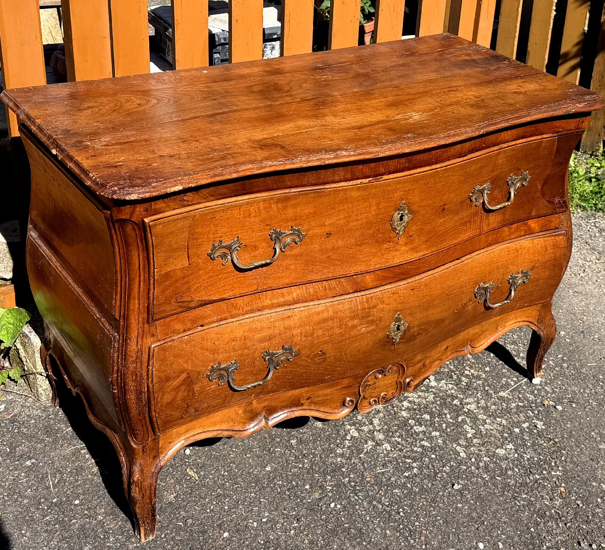  Louis XV Provincial Chest Of Drawers, Fruitwood, Curved On All Sides, 18th Century, 2 Drawers-photo-2