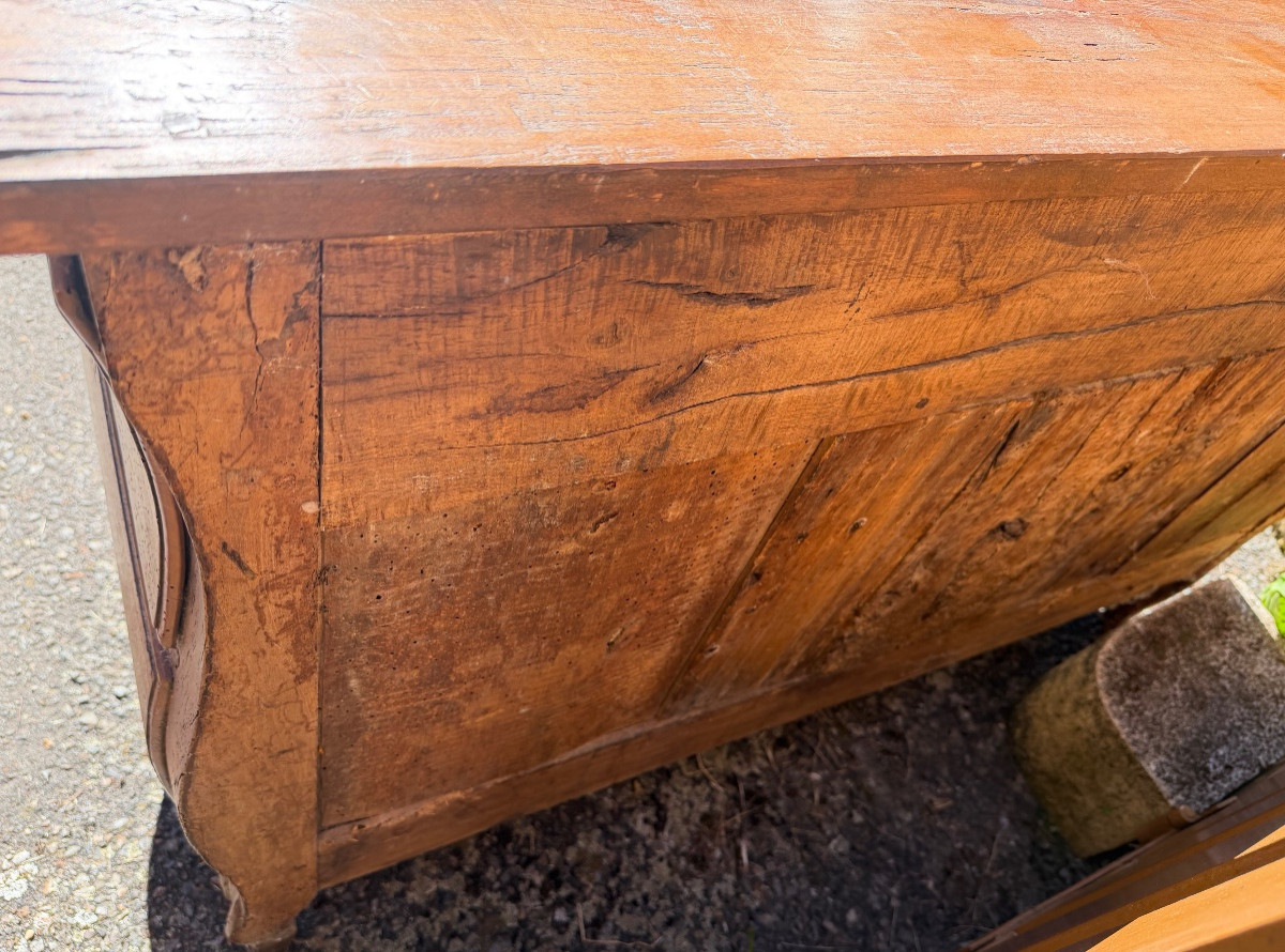  Louis XV Provincial Chest Of Drawers, Fruitwood, Curved On All Sides, 18th Century, 2 Drawers-photo-4