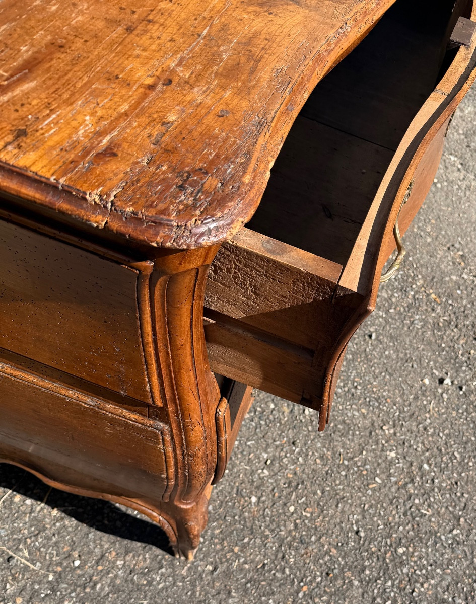  Louis XV Provincial Chest Of Drawers, Fruitwood, Curved On All Sides, 18th Century, 2 Drawers-photo-2