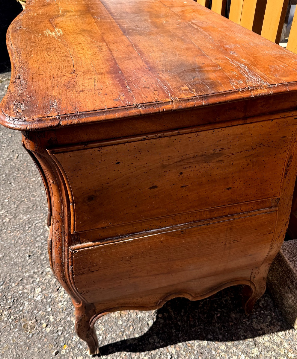  Louis XV Provincial Chest Of Drawers, Fruitwood, Curved On All Sides, 18th Century, 2 Drawers-photo-3