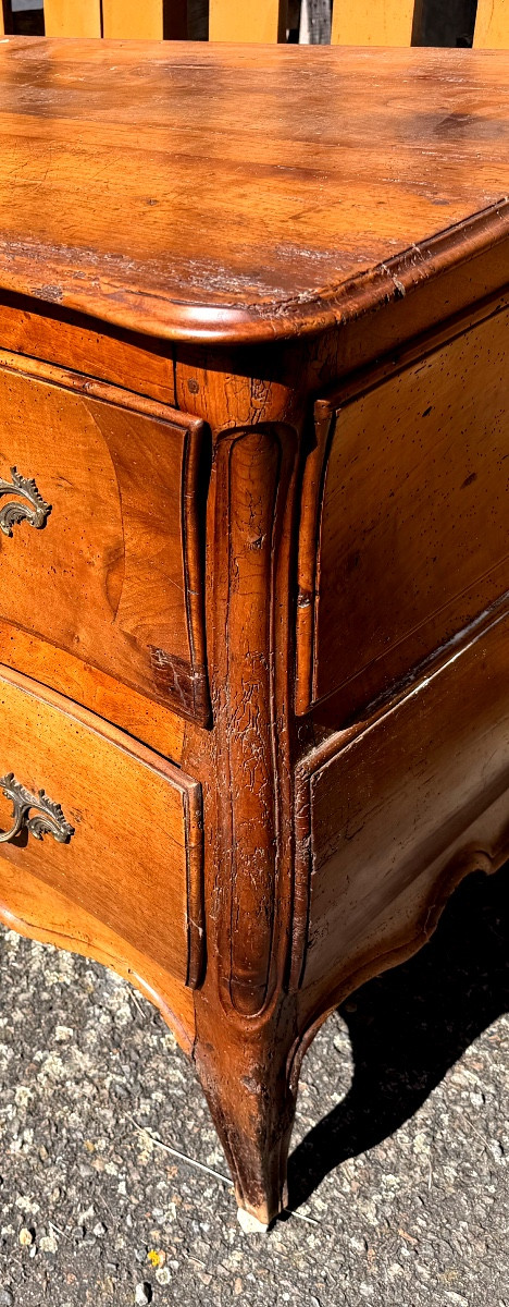 Louis XV Provincial Chest Of Drawers, Fruitwood, Curved On All Sides, 18th Century, 2 Drawers-photo-7