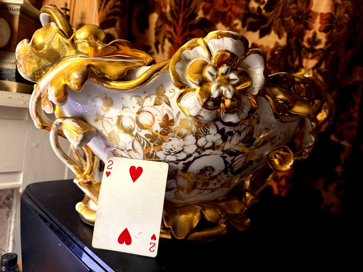 Important beau vase ,dit de mariage en porcelaine blanche dorée a l'or vif ,ép ; Louis Philippe-photo-2