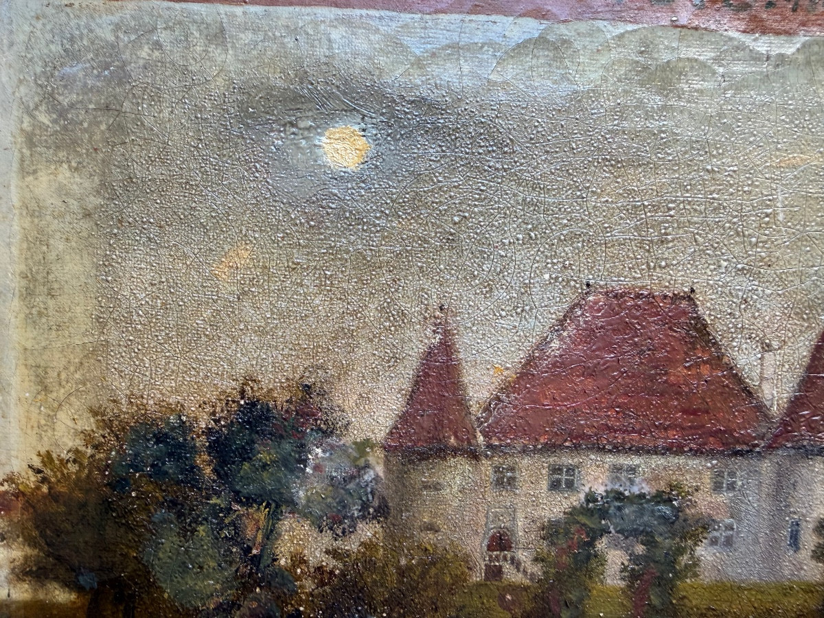 Grand Ex-Voto encadré, d'époque Louis Philippe encadré :"De L'Hormerie" , Château daté de  1840-photo-3