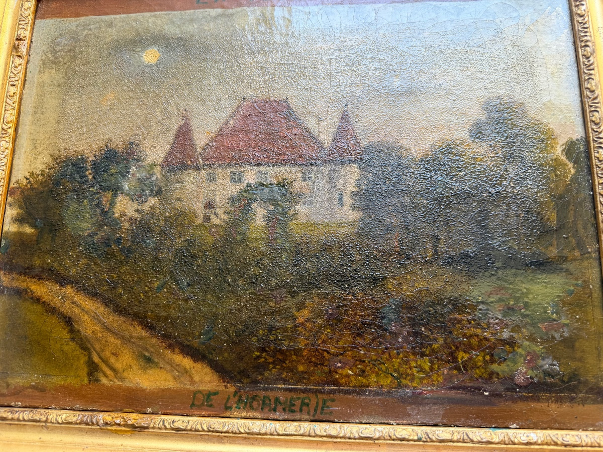 Grand Ex-Voto encadré, d'époque Louis Philippe encadré :"De L'Hormerie" , Château daté de  1840-photo-1