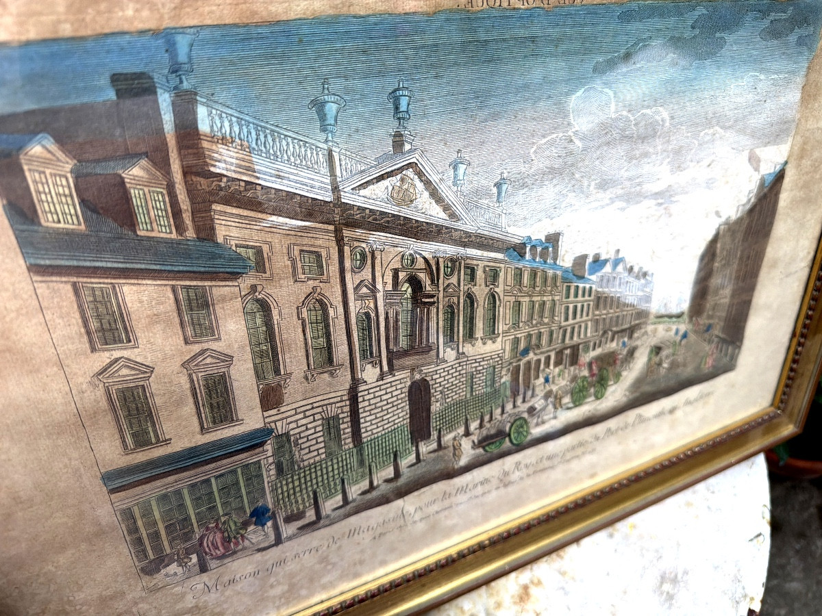 Pair Of Well-framed 18th Century Colored Optical Views Of English Monuments-photo-7