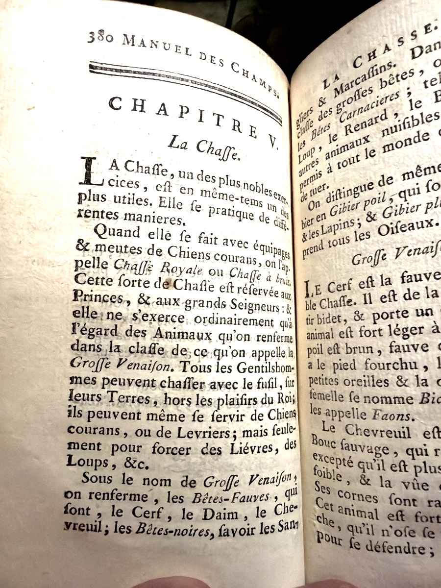 Bel exemplaire Gd In12 : Manuel des Champs (Agriculture-Chasse et Pêche),  1769. De Chanvalon-photo-3