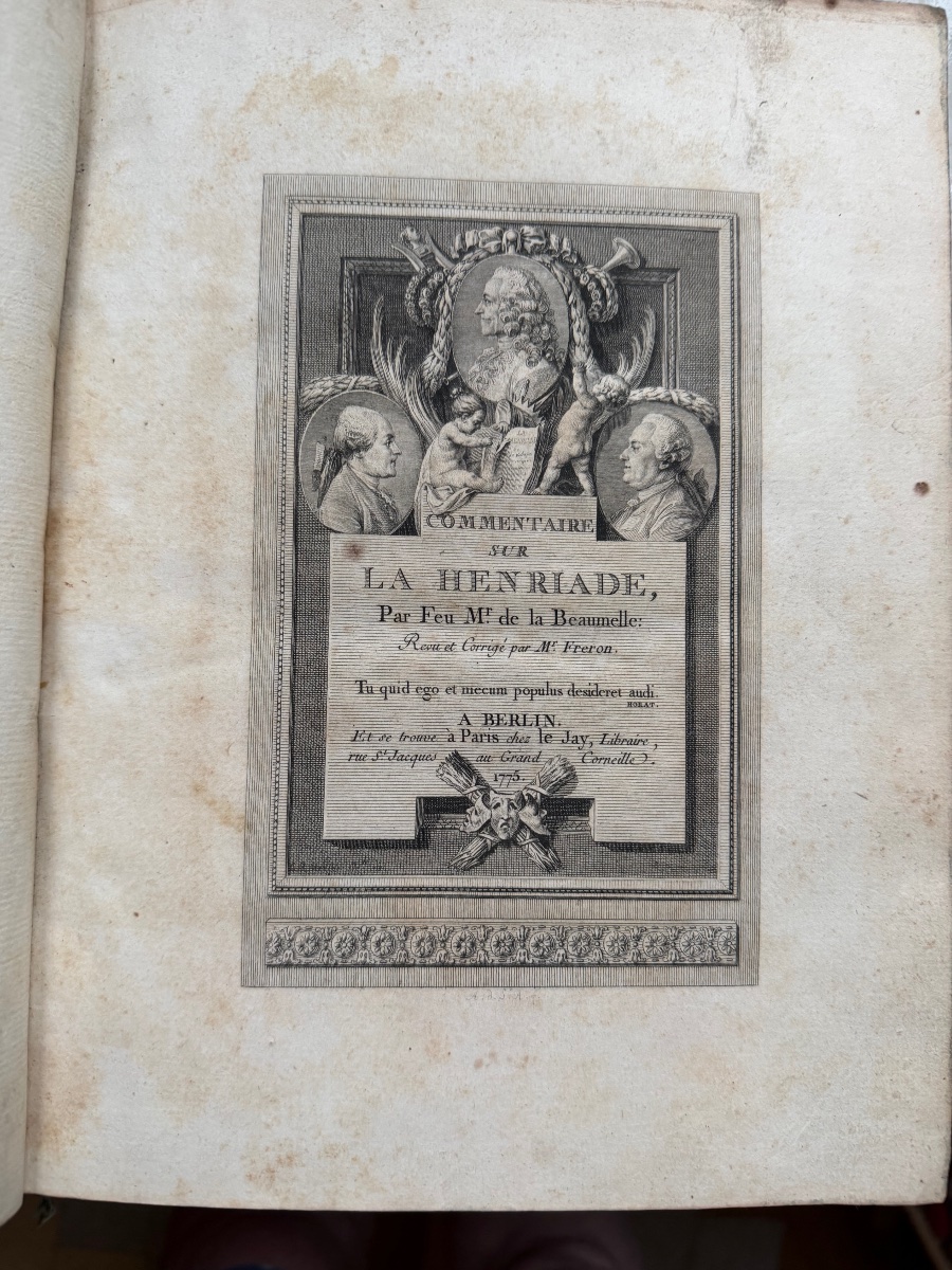Bel exemplaire In 4. des "Commentaires sur la Henriade" de Voltaire  par Feu Mr de la Beaumelle-photo-1