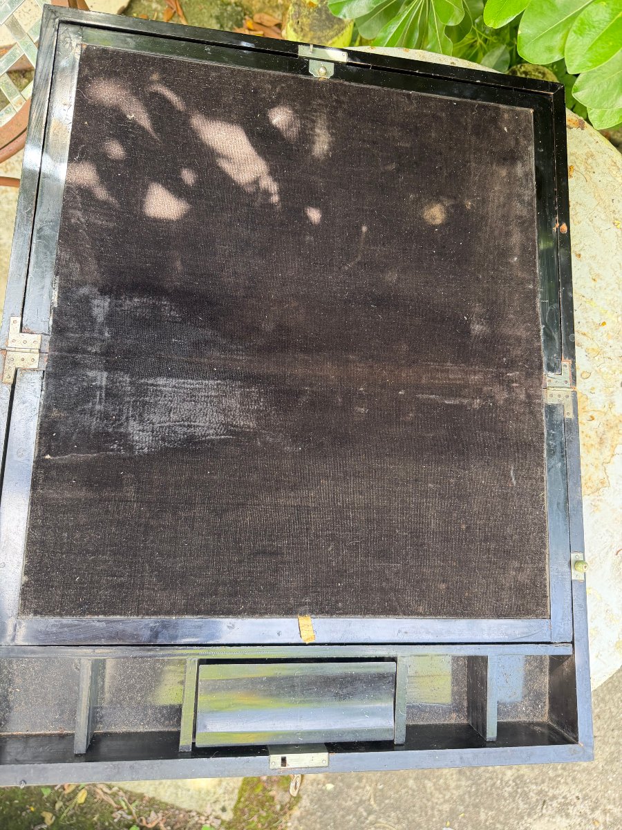 Japanese Black Lacquer Writing Desk Box Decorated With Abstract Motifs, -photo-2